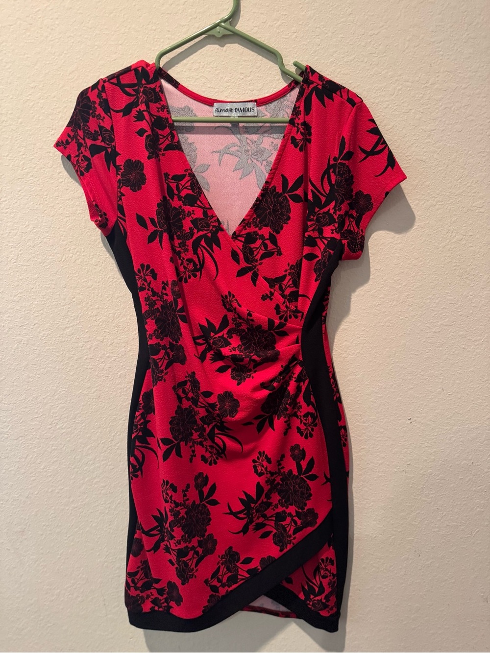 Red Floral Wrap-Style Women’s Dress